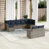 Image de Vidaxl Salon De Jardin 9 Pcs Avec Coussins Gris RÃ©sine TressÃ©e