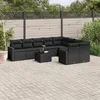 Image de vidaXL Salon de jardin 10 pcs avec coussins noir résine tressée