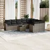 Image de vidaXL Salon de jardin avec coussins 10 pcs gris résine tressée