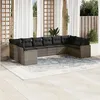 Image de vidaXL Salon de jardin avec coussins 10 pcs gris résine tressée3219460