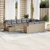 Image de vidaXL Salon de jardin 11 pcs avec coussins beige résine tressée