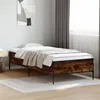Image de vidaXL Cadre de lit chêne fumé 90x190 cm bois d'ingénierie et métal