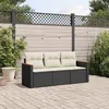 Image de vidaXL Salon de jardin 3 pcs avec coussins noir résine tressée3225755