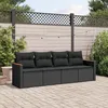 Image de Vidaxl Salon De Jardin 4 Pcs Avec Coussins Noir RÃ©sine TressÃ©e
