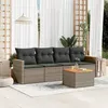Image de vidaXL Salon de jardin 5 pcs avec coussins gris résine tressée3225780