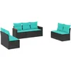 Image de Vidaxl Salon De Jardin 7 Pcs Avec Coussins Noir RÃ©sine TressÃ©e