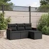 Image de Vidaxl Salon De Jardin 4 Pcs Avec Coussins Noir RÃ©sine TressÃ©e