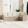 Image de vidaXL Salon de jardin avec coussins 5 pcs beige résine tressée3225946