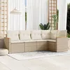 Image de Vidaxl Salon De Jardin Avec Coussins 5 Pcs Beige RÃ©sine TressÃ©e