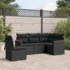 Image de vidaXL Salon de jardin 5 pcs avec coussins noir résine tressée