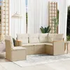 Image de vidaXL Salon de jardin avec coussins 5 pcs beige résine tressée