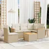 Image de vidaXL Salon de jardin avec coussins 6 pcs beige résine tressée
