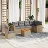 Image de Vidaxl Salon De Jardin Avec Coussins 7pcs MÃ©lange Beige RÃ©sine TressÃ©e