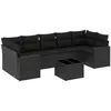 Image de Vidaxl Salon De Jardin 8 Pcs Avec Coussins Noir RÃ©sine TressÃ©e