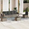 Image de Vidaxl Salon De Jardin Avec Coussins 7 Pcs Gris RÃ©sine TressÃ©e