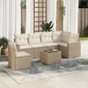 Image de vidaXL Salon de jardin avec coussins 7 pcs beige résine tressée3251375
