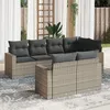 Image de Vidaxl Salon De Jardin Avec Coussins 7 Pcs Gris RÃ©sine TressÃ©e