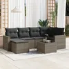 Image de Vidaxl Salon De Jardin Avec Coussins 7 Pcs Gris RÃ©sine TressÃ©e