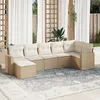 Image de Vidaxl Salon De Jardin Avec Coussins 7 Pcs Beige RÃ©sine TressÃ©e