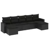 Image de Vidaxl Salon De Jardin 7 Pcs Avec Coussins Noir RÃ©sine TressÃ©e