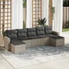 Image de Vidaxl Salon De Jardin Avec Coussins 7 Pcs Gris Clair RÃ©sine TressÃ©e