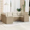 Image de Vidaxl Salon De Jardin Avec Coussins 6 Pcs Beige RÃ©sine TressÃ©e