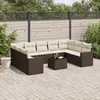 Image de Vidaxl Salon De Jardin 10 Pcs Avec Coussins Marron RÃ©sine TressÃ©e