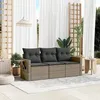 Image de Vidaxl Salon De Jardin Avec Coussins 3 Pcs Gris RÃ©sine TressÃ©e