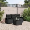 Image de Vidaxl Salon De Jardin 4 Pcs Avec Coussins Noir RÃ©sine TressÃ©e
