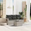 Image de Vidaxl Salon De Jardin 4 Pcs Avec Coussins Gris Clair RÃ©sine TressÃ©e