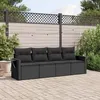 Image de vidaXL Salon de jardin 4 pcs avec coussins noir résine tressée3252212