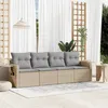 Image de Vidaxl Salon De Jardin Avec Coussins 4 Pcs Beige RÃ©sine TressÃ©e