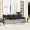 Image de vidaXL Salon de jardin 4 pcs avec coussins gris clair résine tressée