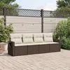 Image de vidaXL Salon de jardin 4 pcs avec coussins marron résine tressée3252220
