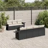 Image de vidaXL Salon de jardin 8 pcs avec coussins noir résine tressée