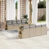 Image de Vidaxl Salon De Jardin Avec Coussins 9 Pcs Beige RÃ©sine TressÃ©e