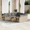 Image de vidaXL Salon de jardin avec coussins 9 pcs beige résine tressée