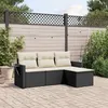 Image de vidaXL Salon de jardin 4 pcs avec coussins noir résine tressée