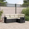 Image de vidaXL Salon de jardin 4 pcs avec coussins noir résine tressée