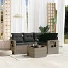 Image de Vidaxl Salon De Jardin 5 Pcs Avec Coussins Gris RÃ©sine TressÃ©e
