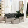 Image de vidaXL Salon de jardin 5 pcs avec coussins gris clair résine tressée3252459
