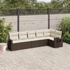 Image de vidaXL Salon de jardin avec coussins 6 pcs marron résine tressée3252530
