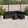 Image de Vidaxl Salon De Jardin 7 Pcs Avec Coussins Noir RÃ©sine TressÃ©e