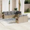 Image de vidaXL Salon de jardin avec coussins 7 pcs beige résine tressée