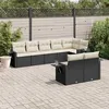 Image de vidaXL Salon de jardin 8 pcs avec coussins noir résine tressée