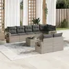 Image de vidaXL Salon de jardin 9 pcs avec coussins gris clair résine tressée