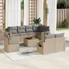 Image de vidaXL Salon de jardin avec coussins 9 pcs beige résine tressée