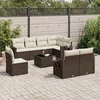 Image de Vidaxl Salon De Jardin Avec Coussins 9 Pcs Marron RÃ©sine TressÃ©e