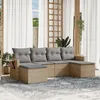 Image de Vidaxl Salon De Jardin Avec Coussins 6 Pcs Beige RÃ©sine TressÃ©e