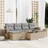 Image de vidaXL Salon de jardin avec coussins 7 pcs beige résine tressée